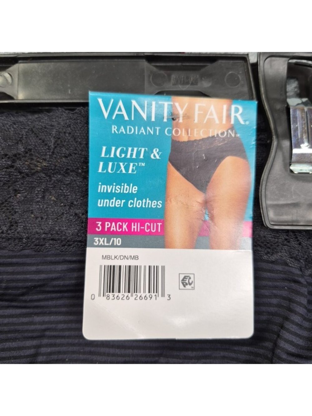 NEW 3XL Vanity Fair Radiant Collection 3 Pair Lace Briefs Hi Cut Black & Beige - Picture 2 of 4